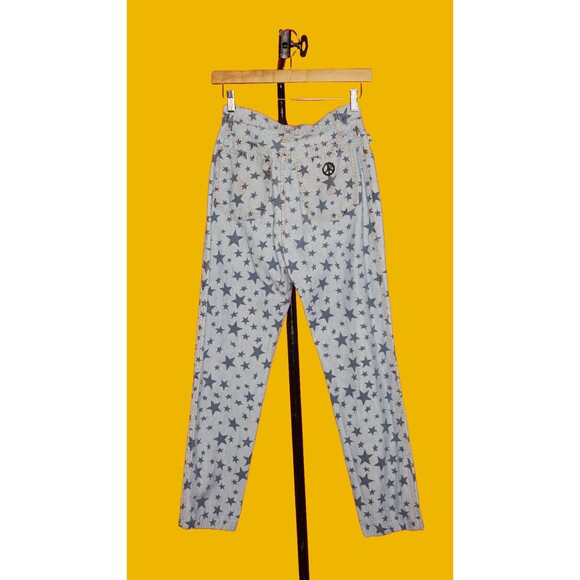 1990s-Y2K MOSCHINO JEANS STARS Cotton Denim Pants Peace Sign Back Pocket. XS - Picture 7 of 10